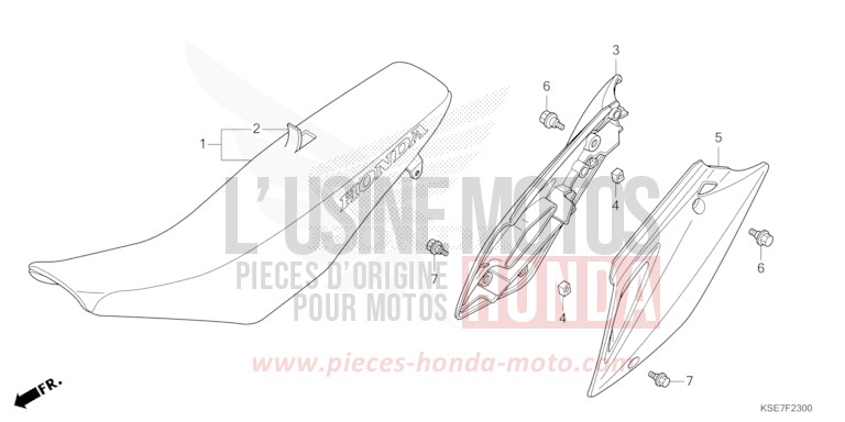 SIEGE/COUVERCLE LATERAL de CRF150R "Grandes Roues" EXTREME RED (R292) 2022